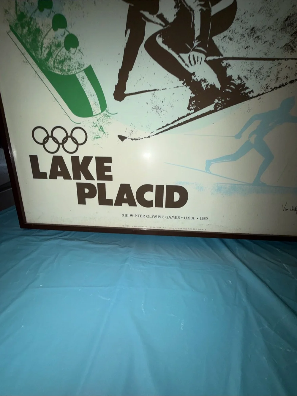 Lake Placid Ski Poster Wall Art - Green, Blue & Black